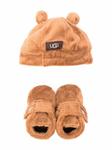 faux-fur boots and beanie set