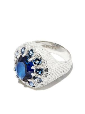 silver sapphire signet ring