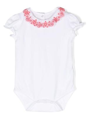 floral-embroidered stretch-cotton body