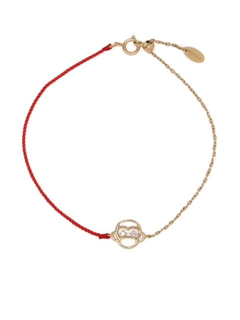 18kt yellow gold Scintilla monkey diamond cord and chain bracelet