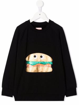 metallic burger-patch sweatshirt