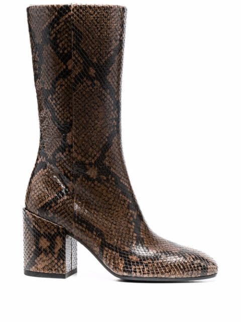 snakeskin-print mid-calf boots