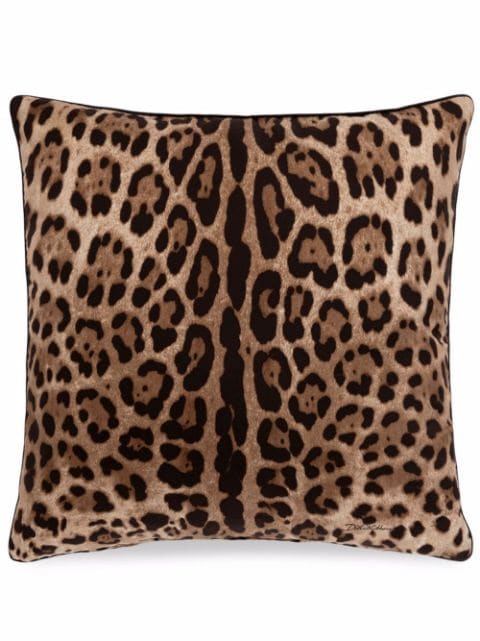 leopard-print silk twill cushion