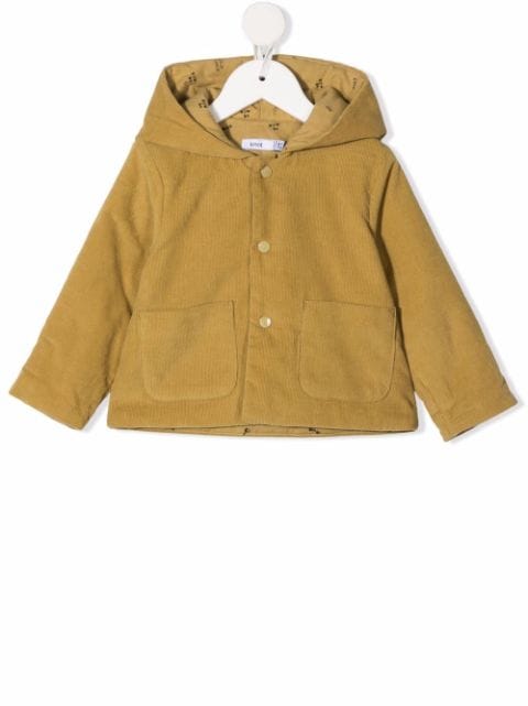 hooded button-up coat