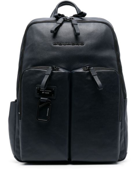 logo-lettering leather backpack