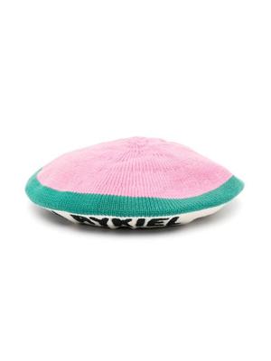 embroidered-logo knit beret
