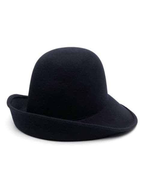 Asymmetric bowler wool hat