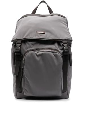 leather-trim double-buckle backpack
