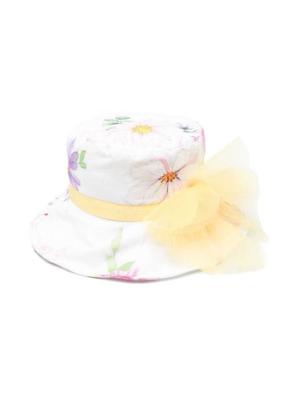 floral-print ribbon-trim bucket hat