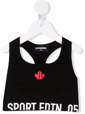 maple-leaf cropped sports top