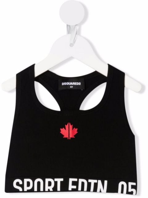 maple-leaf cropped sports top