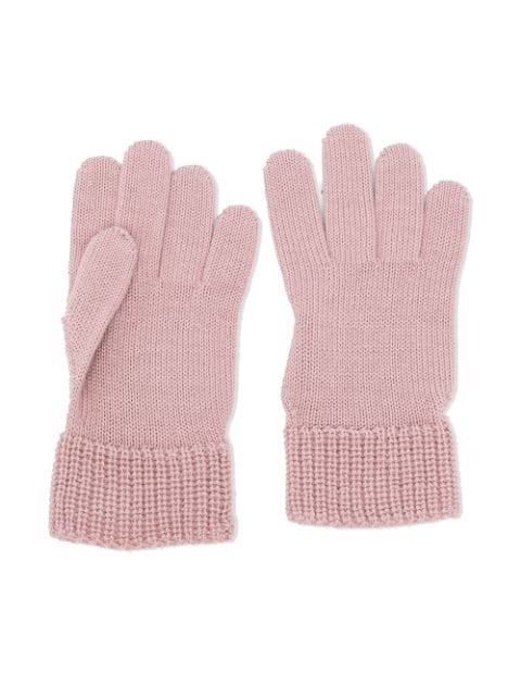 logo-patch knitted gloves