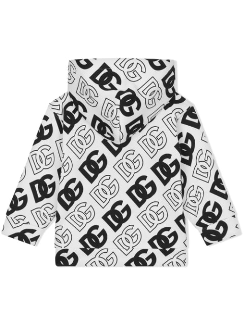 zip-front logo-print hoodie