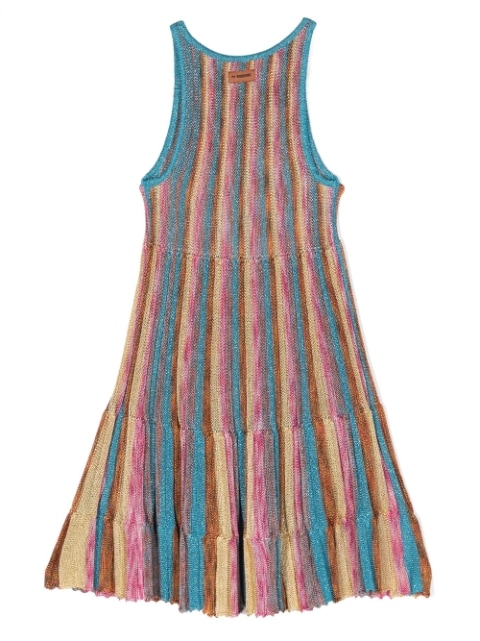 fully-pleated striped dress