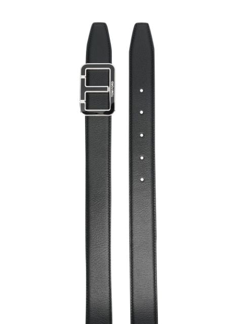 leather logo-print buckle belt