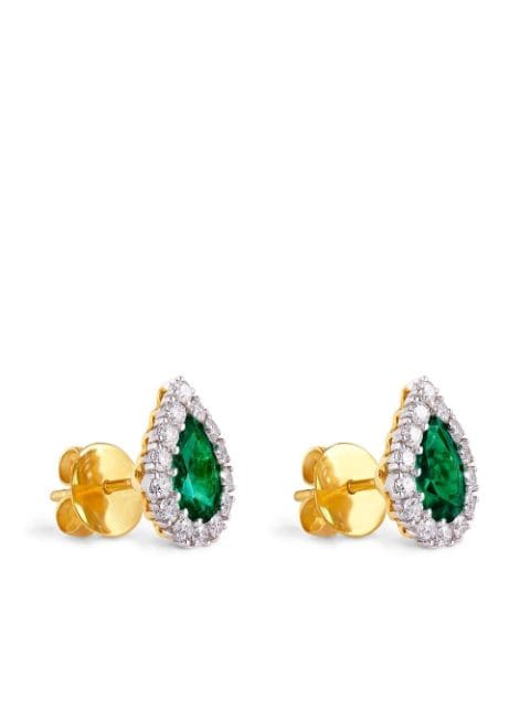 18kt yellow gold Florence emerald and diamond stud earrings