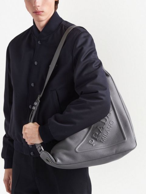 Triangle leather messenger bag