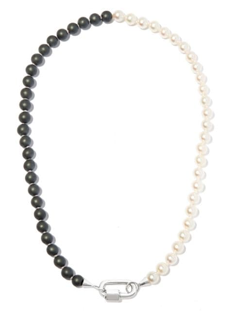 14kt white gold Chubby Lock pearl necklace