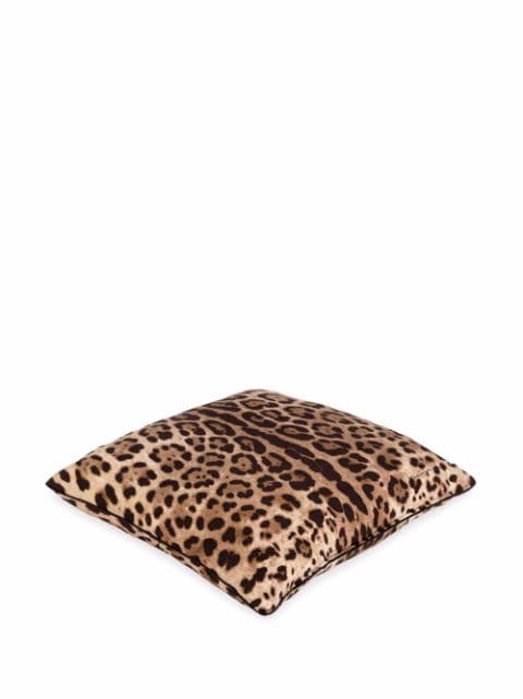 leopard-print silk twill cushion