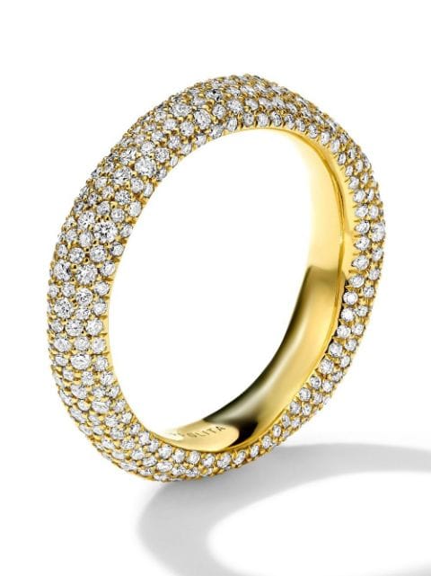 18kt yellow gold Stardust full diamond pav  band ring