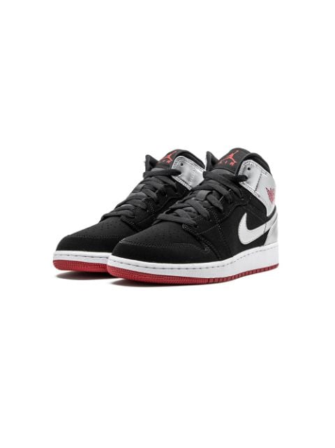Air Jordan 1 Mid  Black/Gym Red/Metallic Silver  sneakers
