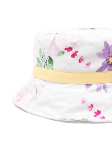 floral-print ribbon-trim bucket hat