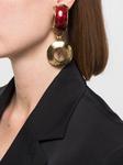 two-tone clip-on drop earrings
