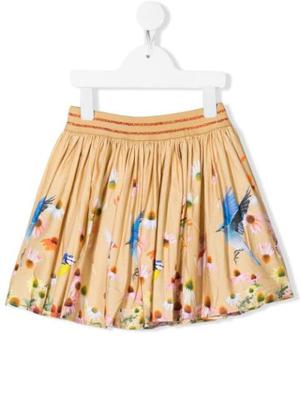 Floral bird organic-cotton skirt