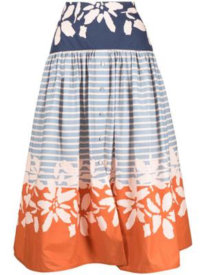 Apia floral-print striped skirt