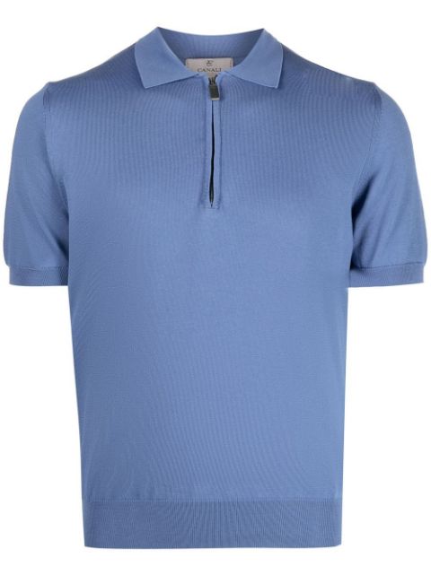 zip-up merino-wool polo shirt