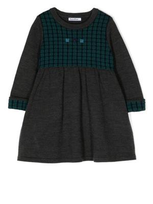checked-panel knitted dress