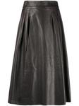 pleat-detail leather skirt