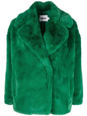 single-breasted faux-fur jacket