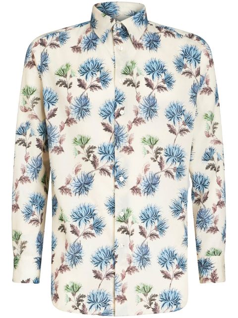 botanical-print cotton shirt