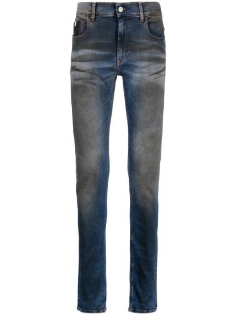slim-cut washed jeans