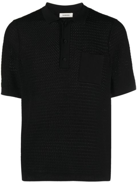 open-knit short-sleeve polo shirt