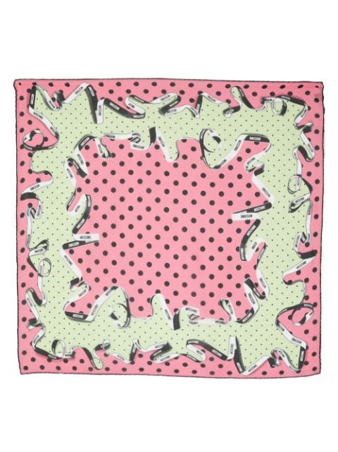spot ribbon-print silk scarf