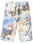 palm-tree cotton-blend track shorts
