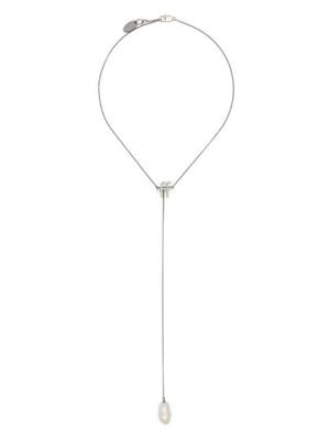 pearl-pendant crystal-embellished necklace