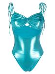 laminated-jersey ruched swimsuit