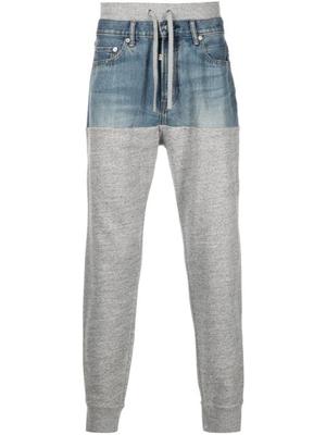 denim-panelled jersey trousers