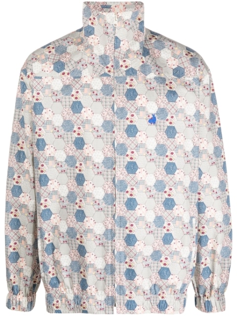 geometric-pattern cotton lightweight jacket
