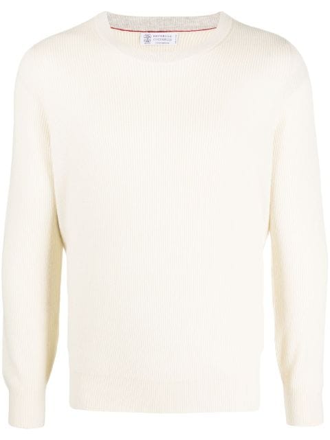 ribbed-knit crew neck cashmere jumper