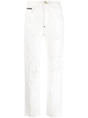 Paillettes Mom-fit distressed jeans