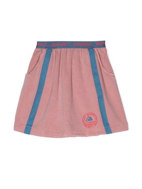 logo-waistband organic-cotton skirt