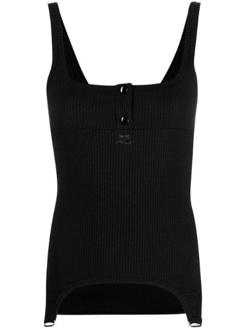 logo-embroidered sleeveless top