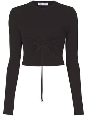 cropped cut-out drawstring top