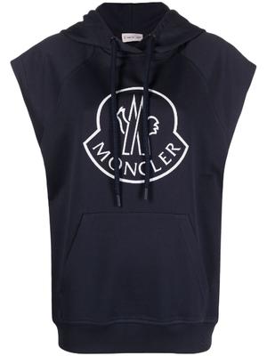logo-print sleeveless cotton hoodie