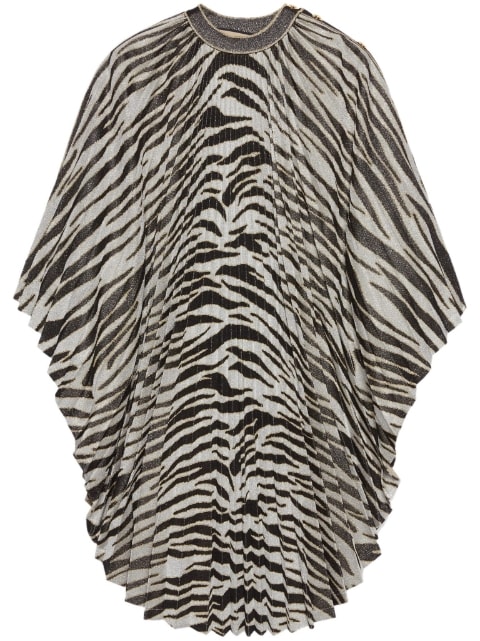 zebra-print pleated blouse