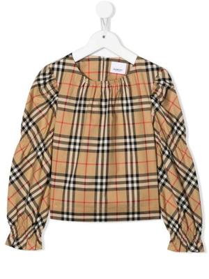 puff-sleeve Vintage Check blouse